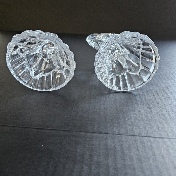 Vintage Angel candle holder pair clear glass taper heavy holiday Decor - Picture 11 of 11